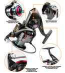 1.8-3.6m vara de pesca de fibra de carbono e carretel combo super duro telescópica pólo de pesca kit de carretel de fiação resistência máxima 3-8kg pesca